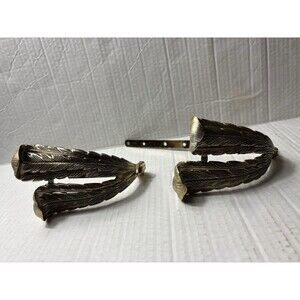 Vintage Kirsch Feather Curtain Holdbacks Pair Gold Tone Drapery Tiebacks